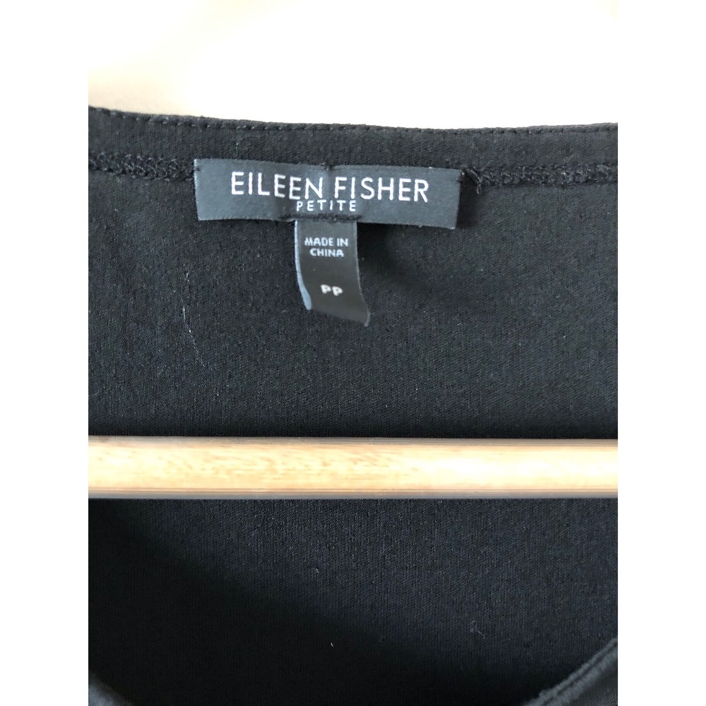 👚 Eileen Fisher Black Sheer Bottom Blouse - Picture 3 of 4